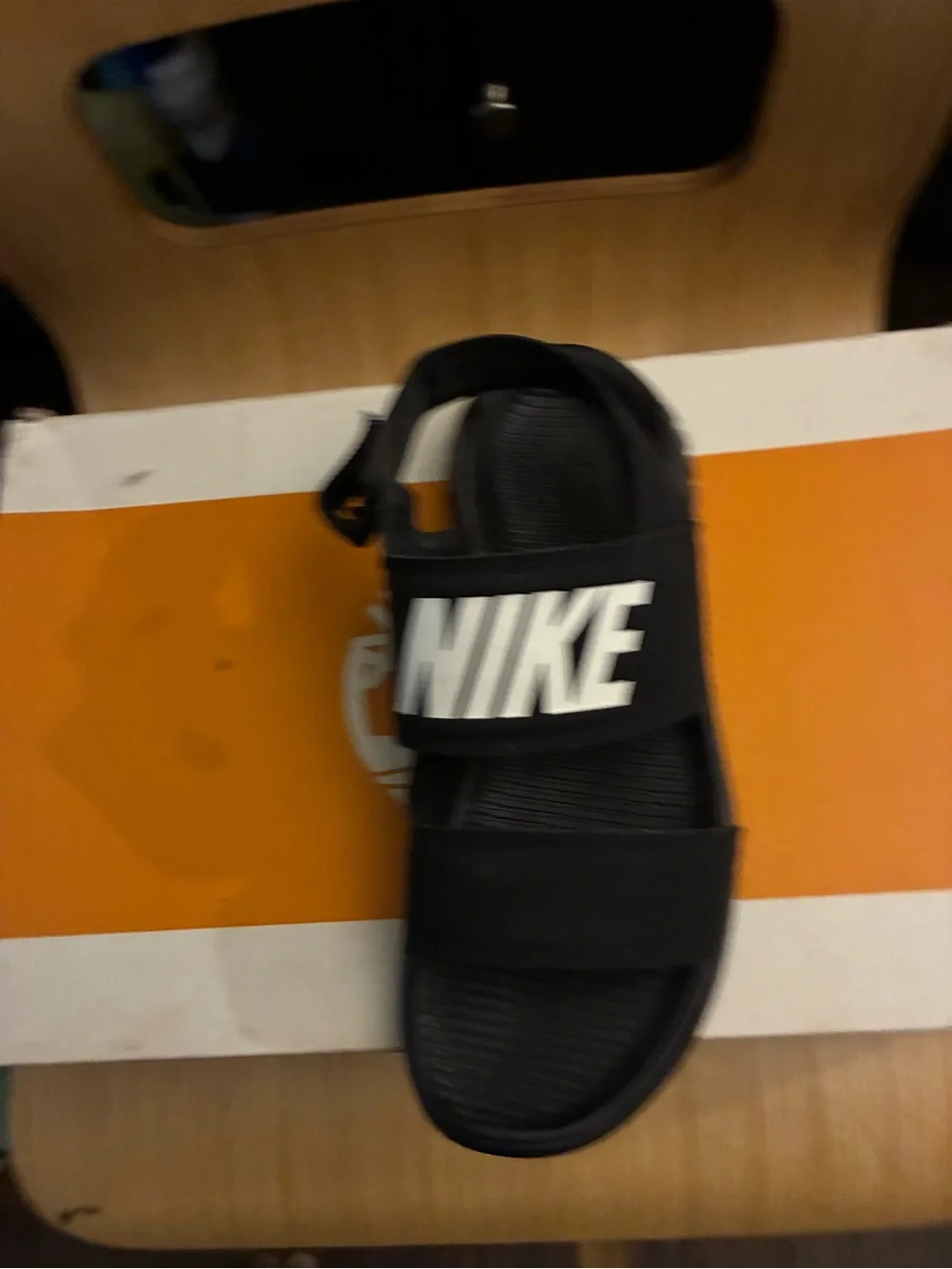 Nike Black Sandal with White Logo Strap